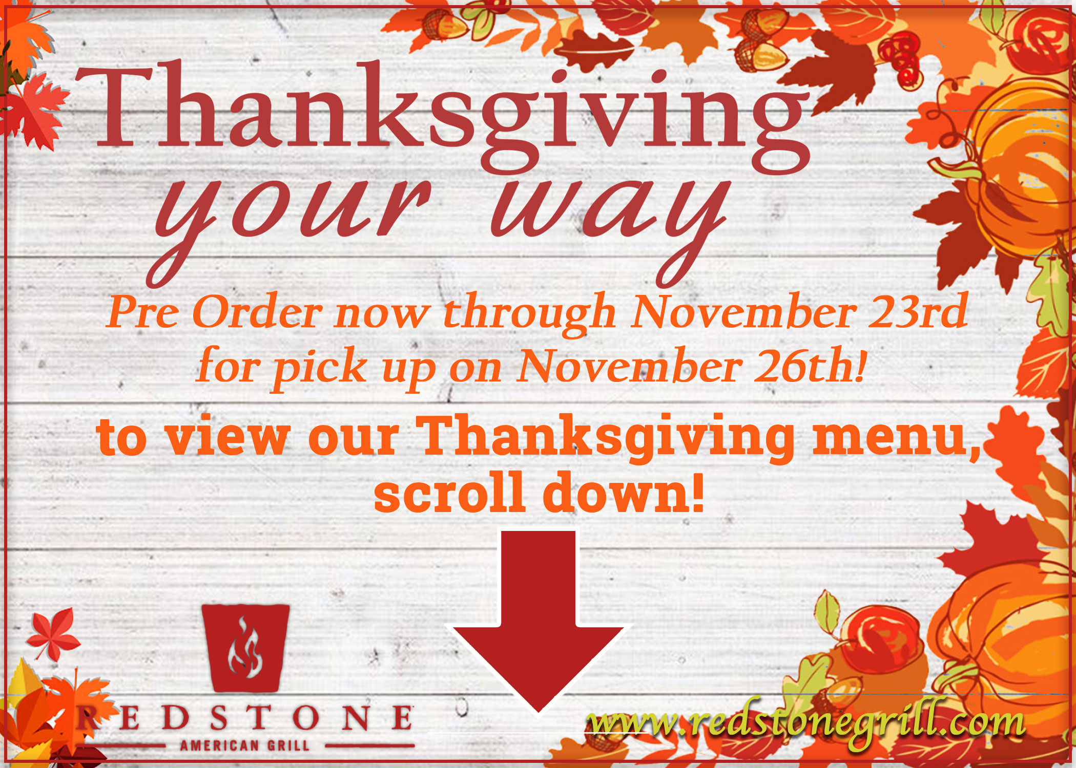 thanksgivinggpopupdate Redstone Grill